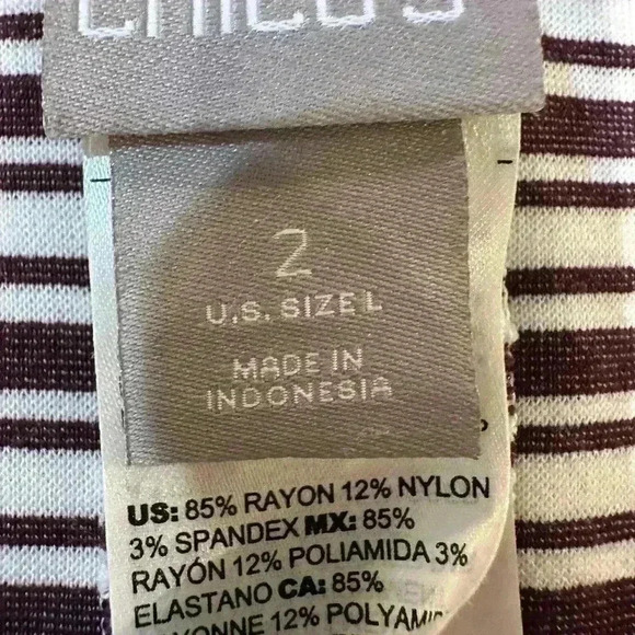 Chicos Striped Knit Blouse Size Large (Size 2) - Picture 2 of 5